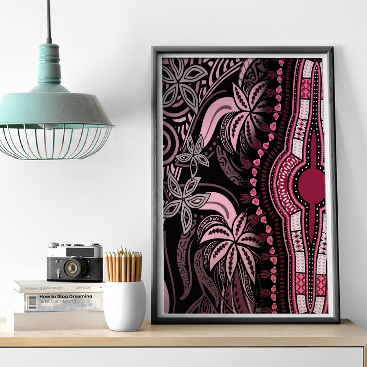 Polynesia Dashiki Canvas Wall Art Polynesia and Africa Traditional Special Together Pink LT9 - Wonder Print Shop