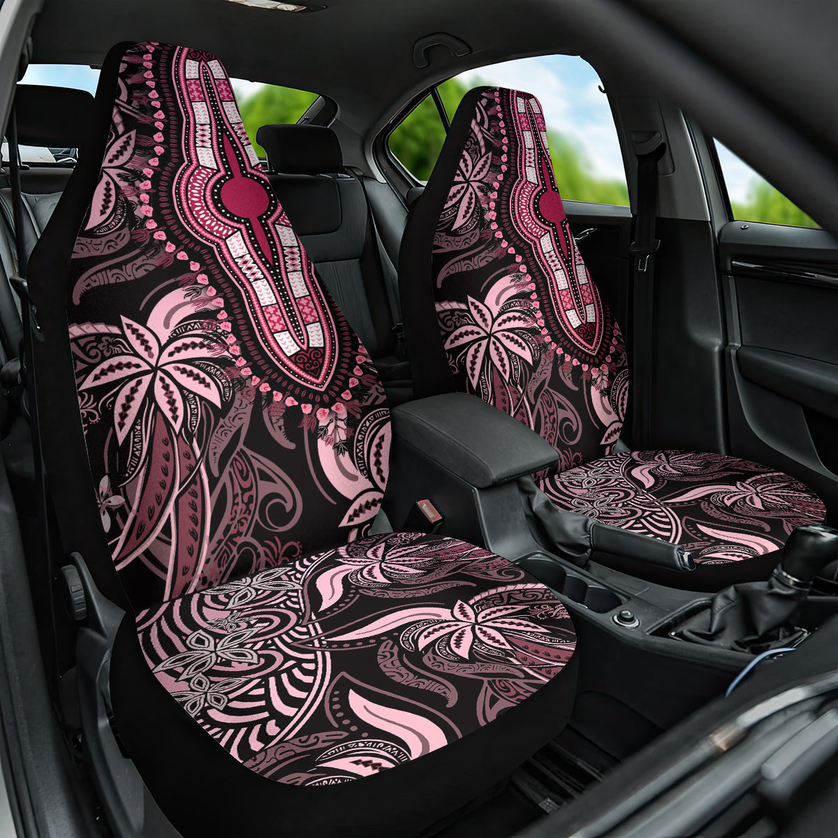 Polynesia Dashiki Car Seat Cover Polynesia and Africa Traditional Special Together Pink LT9 - Wonder Print Shop