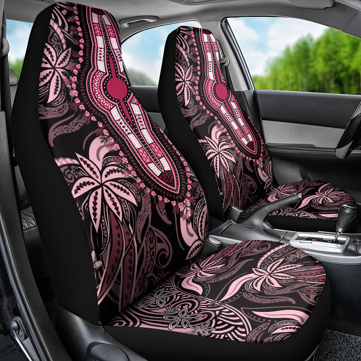 Polynesia Dashiki Car Seat Cover Polynesia and Africa Traditional Special Together Pink LT9 - Wonder Print Shop
