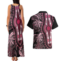 Polynesia Dashiki Couples Matching Tank Maxi Dress and Hawaiian Shirt Polynesia and Africa Traditional Special Together Pink LT9 - Wonder Print Shop