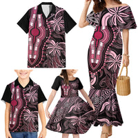 Polynesia Dashiki Family Matching Mermaid Dress and Hawaiian Shirt Polynesia and Africa Traditional Special Together Pink LT9 - Wonder Print Shop