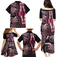 Polynesia Dashiki Family Matching Puletasi Dress and Hawaiian Shirt Polynesia and Africa Traditional Special Together Pink - Wonder Print Shop