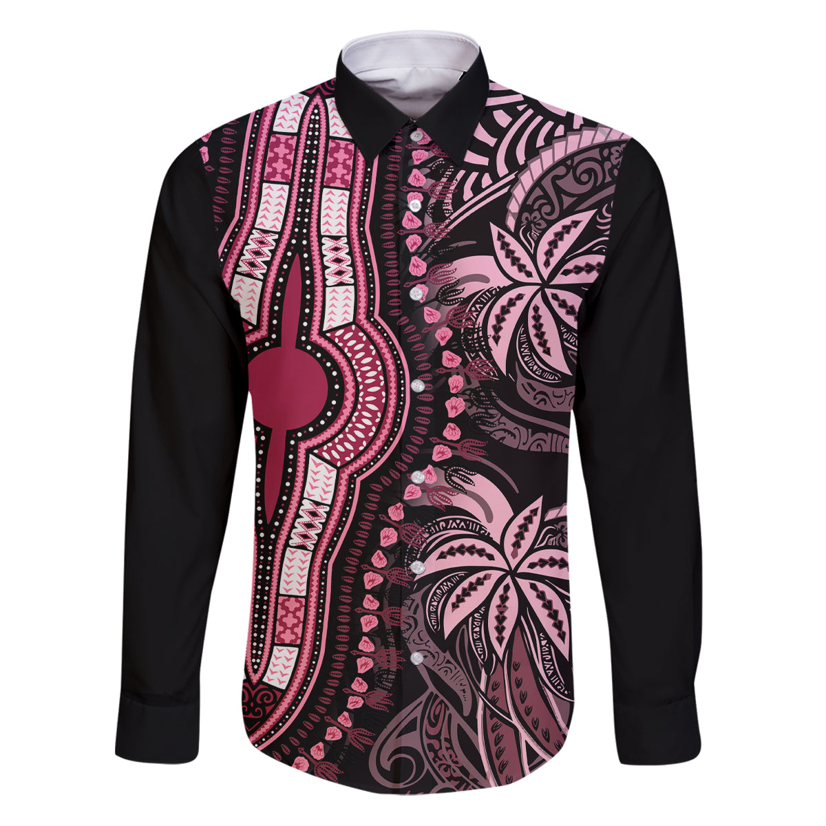 Polynesia Dashiki Family Matching Puletasi Dress and Hawaiian Shirt Polynesia and Africa Traditional Special Together Pink - Wonder Print Shop