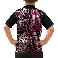 Polynesia Dashiki Family Matching Short Sleeve Bodycon Dress and Hawaiian Shirt Polynesia and Africa Traditional Special Together Pink - Wonder Print Shop