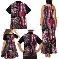 Polynesia Dashiki Family Matching Tank Maxi Dress and Hawaiian Shirt Polynesia and Africa Traditional Special Together Pink - Wonder Print Shop