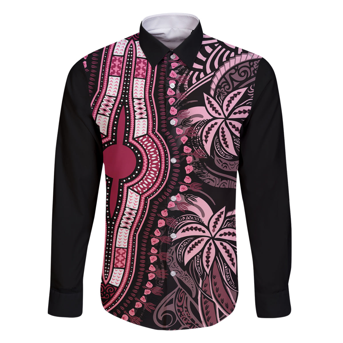Polynesia Dashiki Family Matching Tank Maxi Dress and Hawaiian Shirt Polynesia and Africa Traditional Special Together Pink - Wonder Print Shop