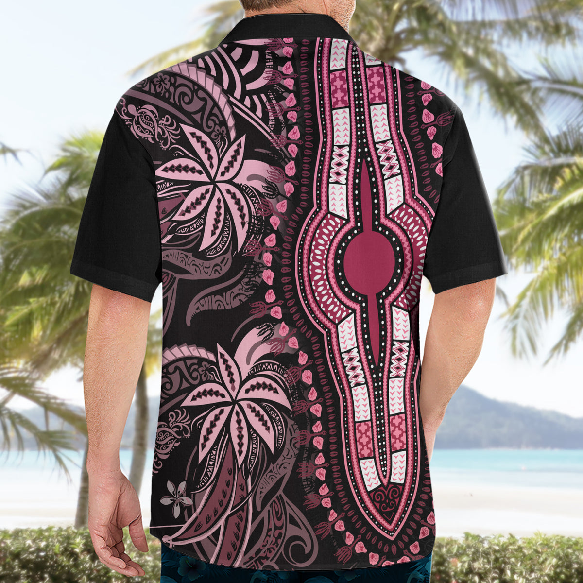 Polynesia Dashiki Hawaiian Shirt Polynesia and Africa Traditional Special Together Pink - Wonder Print Shop