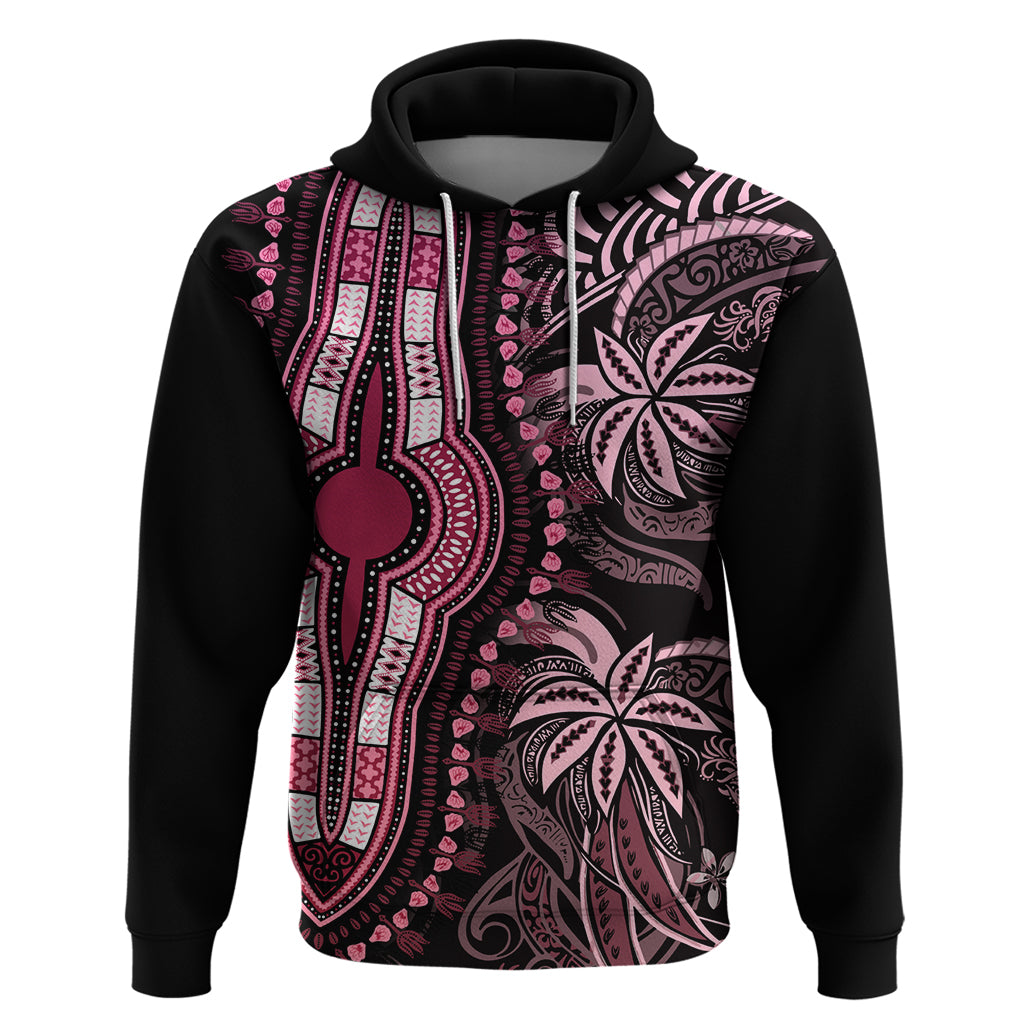 Polynesia Dashiki Hoodie Polynesia and Africa Traditional Special Together Pink - Wonder Print Shop