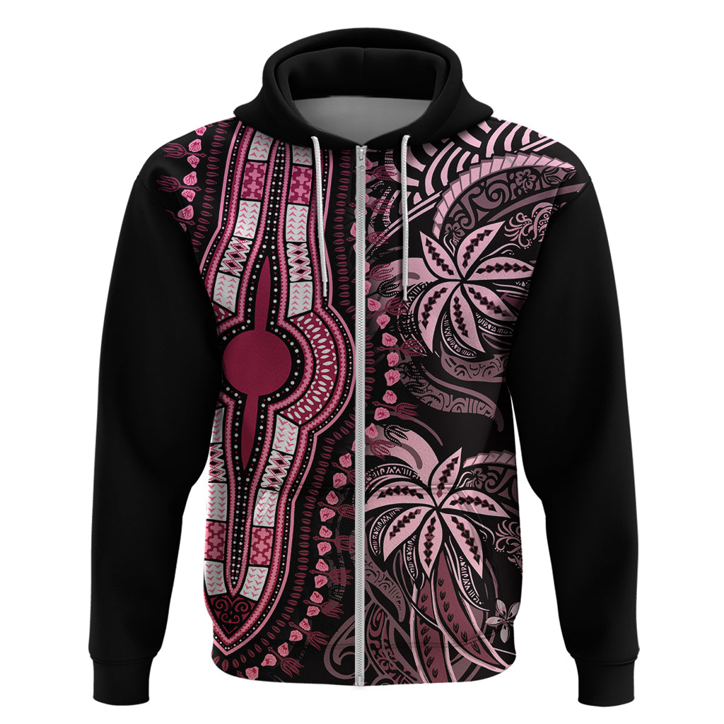 Polynesia Dashiki Hoodie Polynesia and Africa Traditional Special Together Pink - Wonder Print Shop