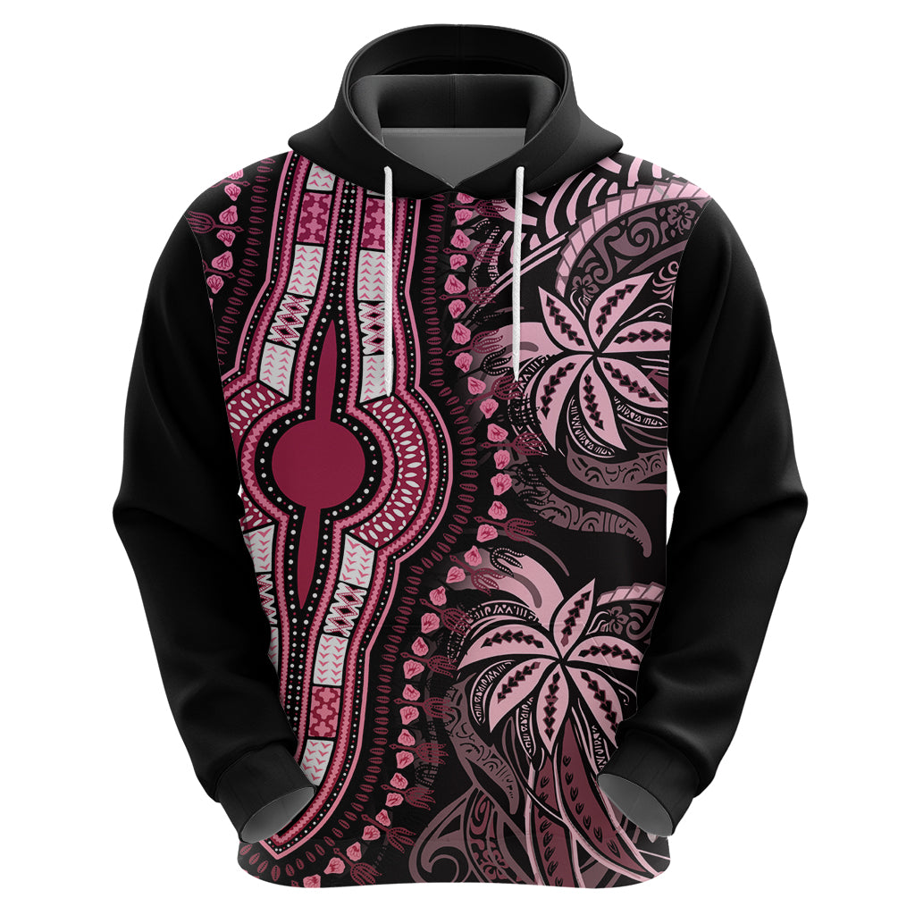 Polynesia Dashiki Hoodie Polynesia and Africa Traditional Special Together Pink - Wonder Print Shop