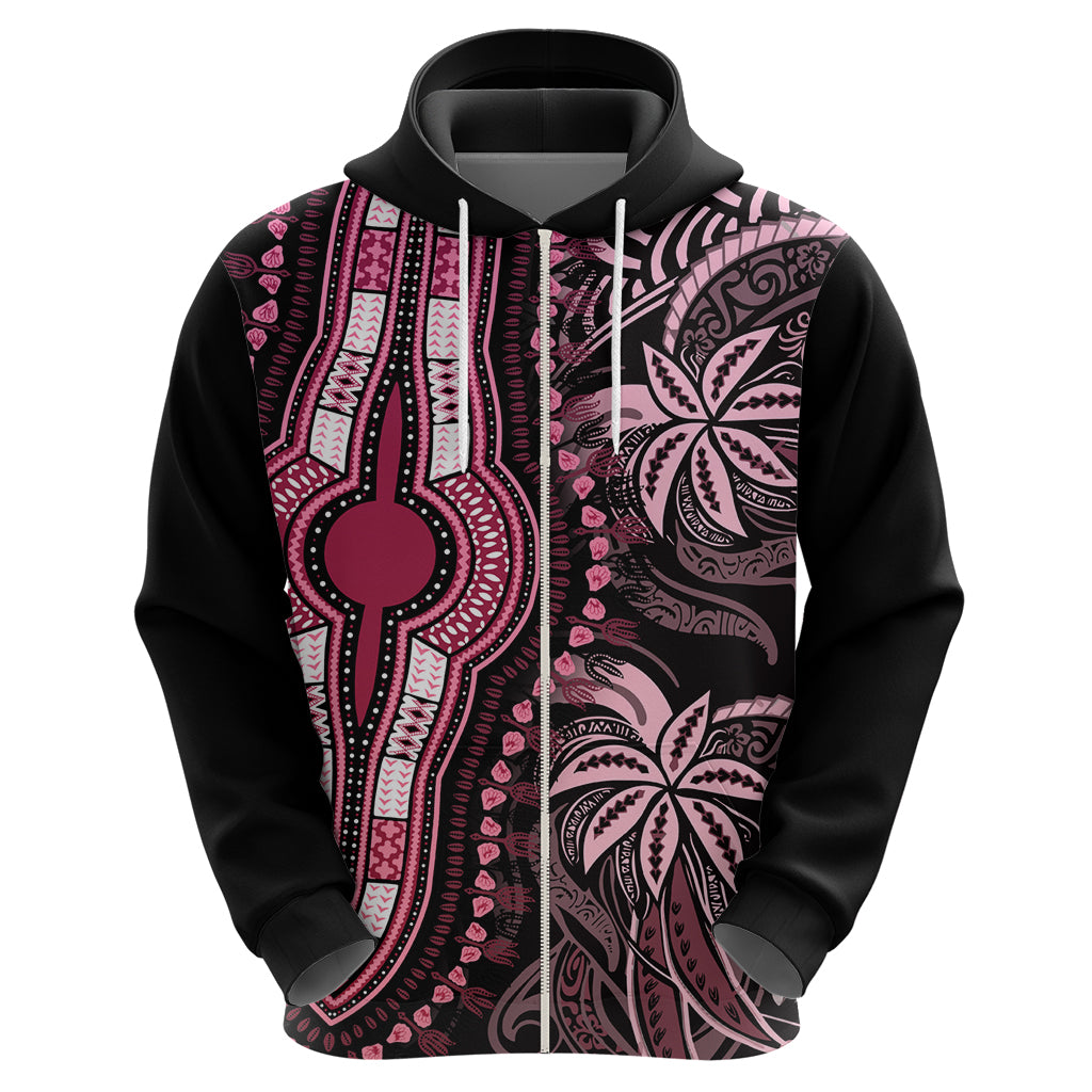 Polynesia Dashiki Hoodie Polynesia and Africa Traditional Special Together Pink - Wonder Print Shop
