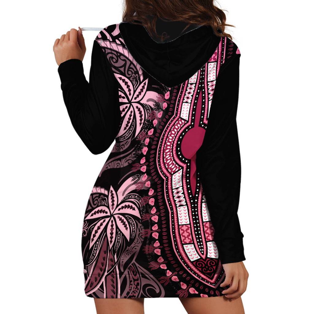 Polynesia Dashiki Hoodie Dress Polynesia and Africa Traditional Special Together Pink - Wonder Print Shop