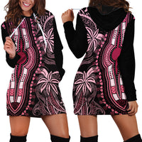 Polynesia Dashiki Hoodie Dress Polynesia and Africa Traditional Special Together Pink - Wonder Print Shop