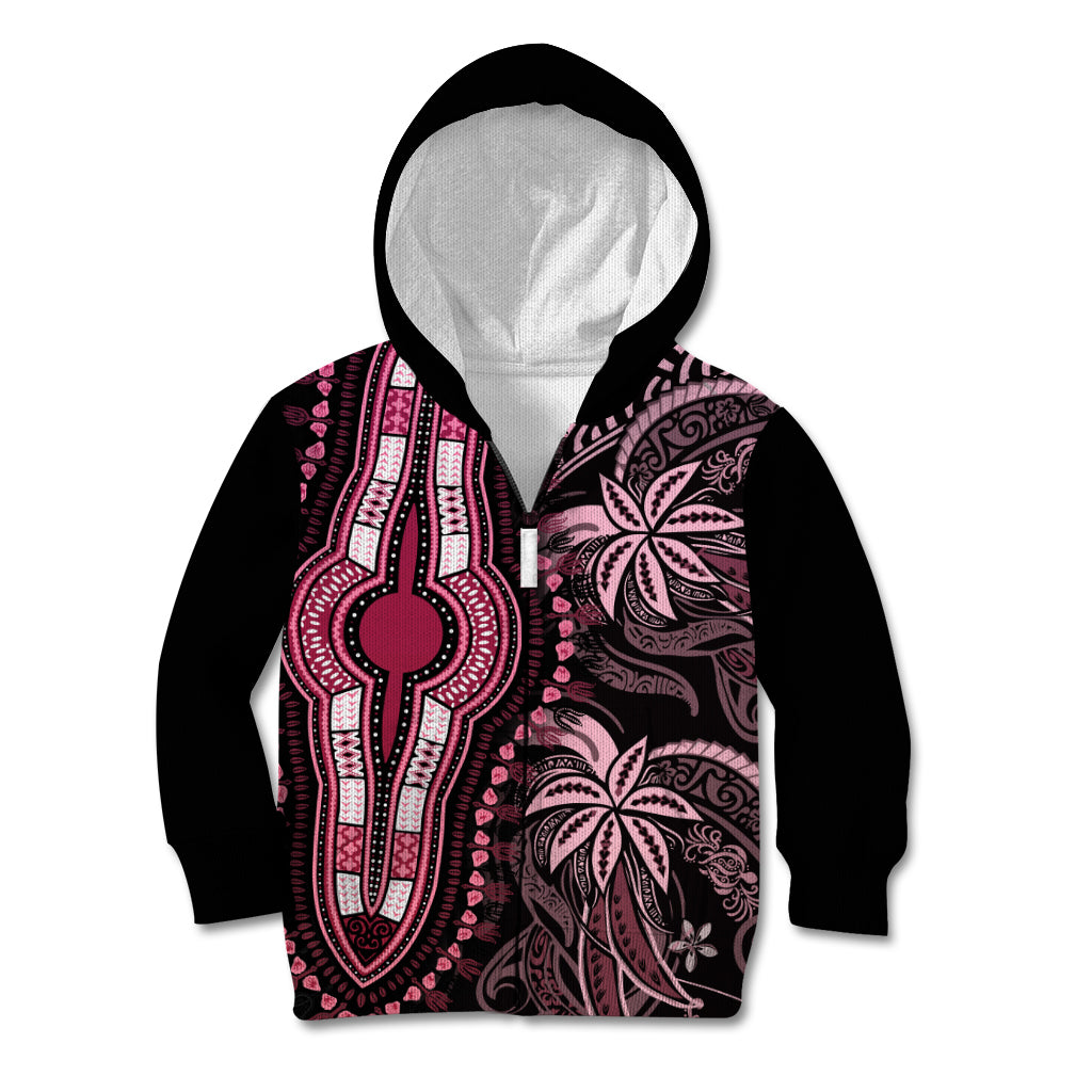 Polynesia Dashiki Kid Hoodie Polynesia and Africa Traditional Special Together Pink - Wonder Print Shop