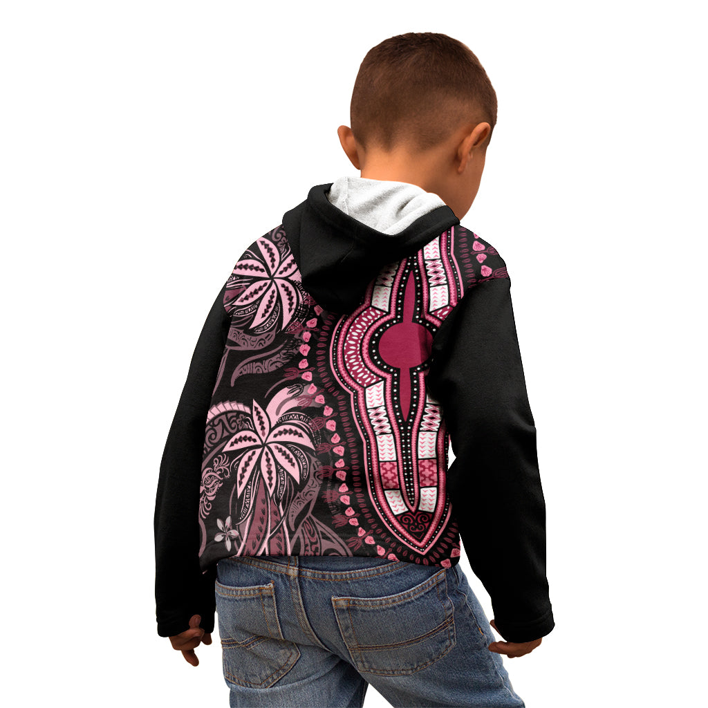 Polynesia Dashiki Kid Hoodie Polynesia and Africa Traditional Special Together Pink - Wonder Print Shop