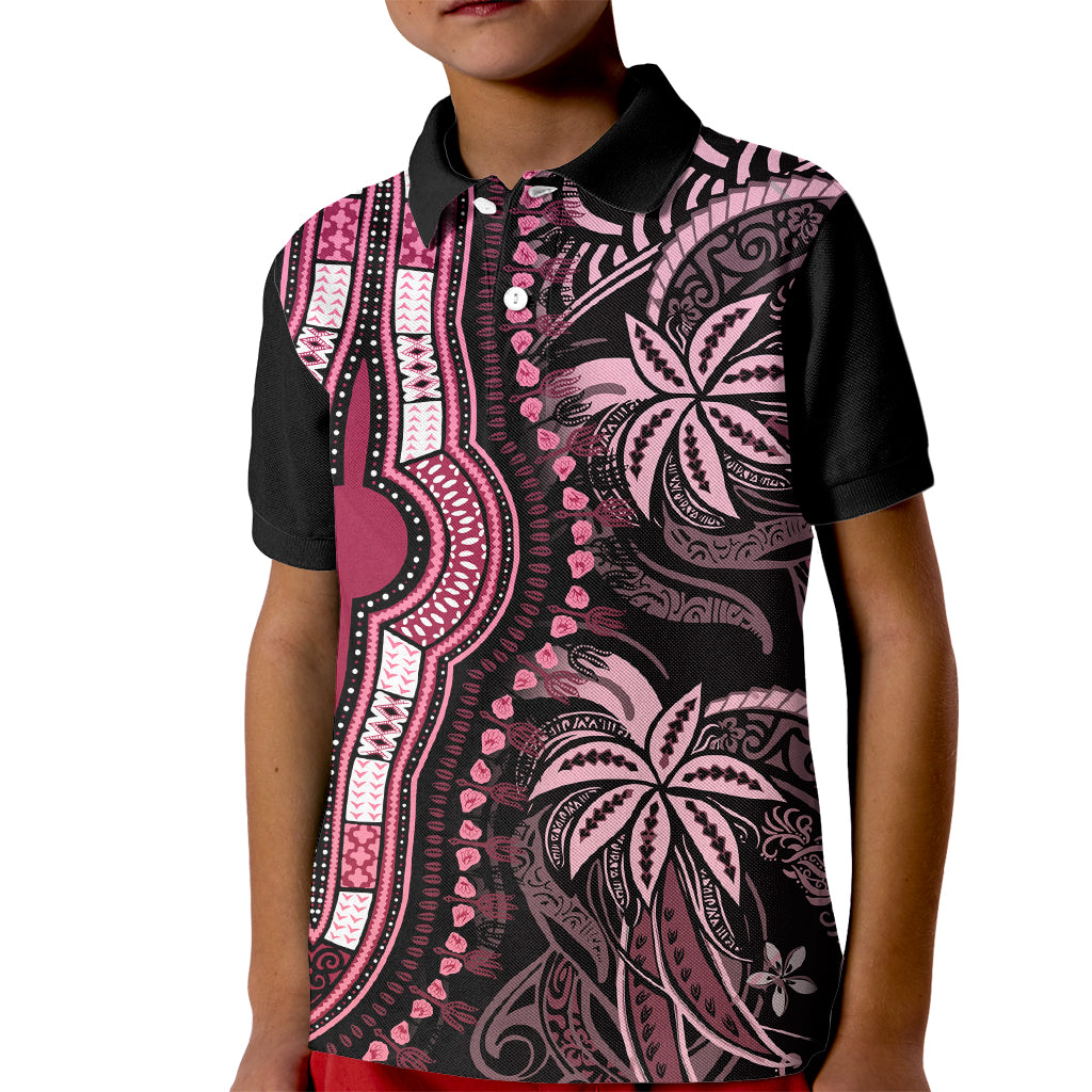 Polynesia Dashiki Kid Polo Shirt Polynesia and Africa Traditional Special Together Pink - Wonder Print Shop