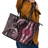 Polynesia Dashiki Leather Tote Bag Polynesia and Africa Traditional Special Together Pink - Wonder Print Shop