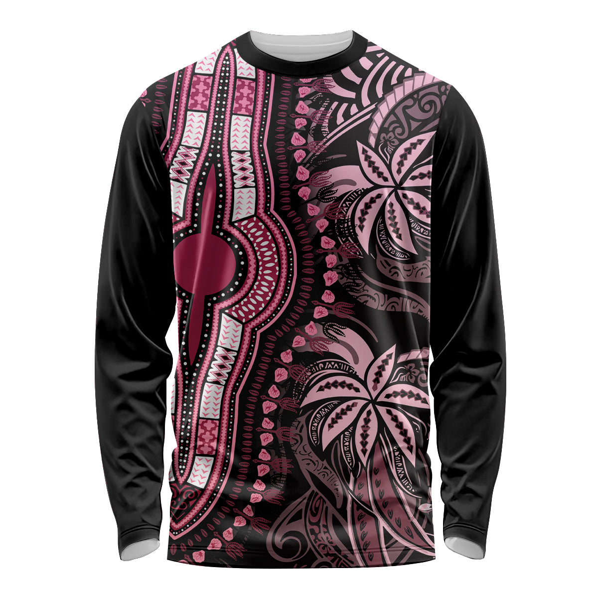 Polynesia Dashiki Long Sleeve Shirt Polynesia and Africa Traditional Special Together Pink - Wonder Print Shop