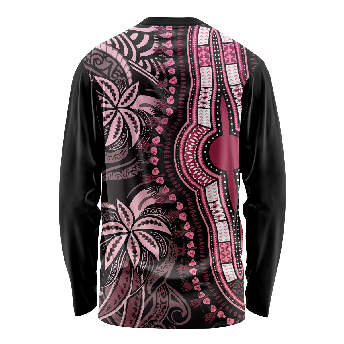 Polynesia Dashiki Long Sleeve Shirt Polynesia and Africa Traditional Special Together Pink - Wonder Print Shop