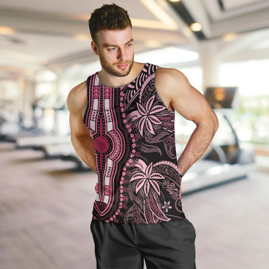 Polynesia Dashiki Men Tank Top Polynesia and Africa Traditional Special Together Pink - Wonder Print Shop