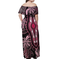 Polynesia Dashiki Off Shoulder Maxi Dress Polynesia and Africa Traditional Special Together Pink - Wonder Print Shop