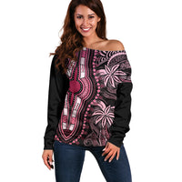Polynesia Dashiki Off Shoulder Sweater Polynesia and Africa Traditional Special Together Pink - Wonder Print Shop