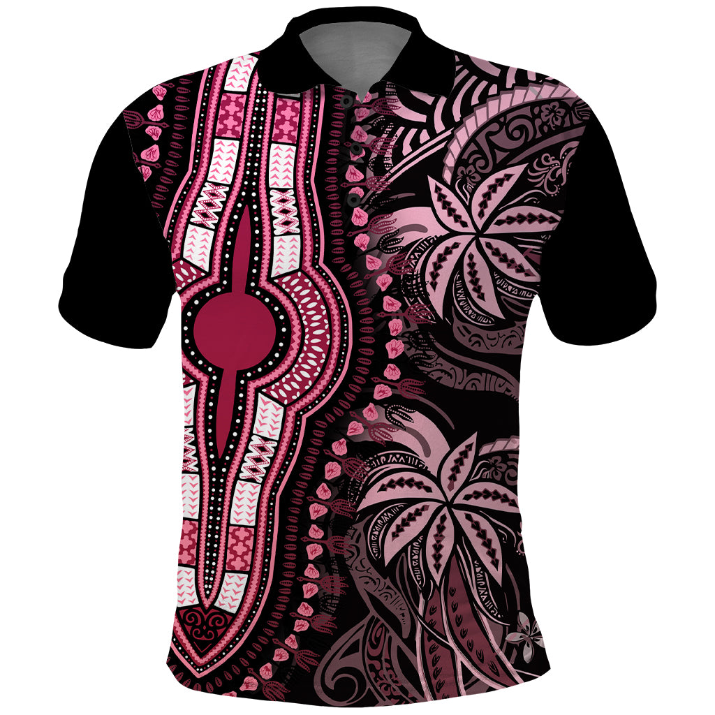 Polynesia Dashiki Polo Shirt Polynesia and Africa Traditional Special Together Pink - Wonder Print Shop