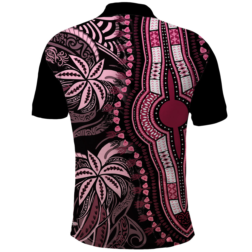 Polynesia Dashiki Polo Shirt Polynesia and Africa Traditional Special Together Pink - Wonder Print Shop