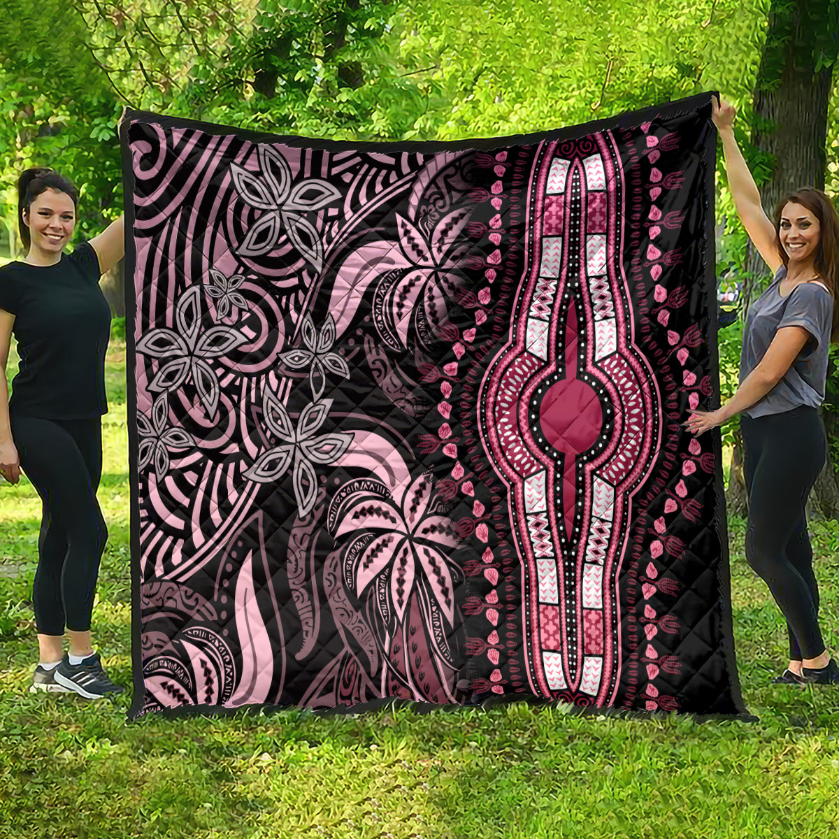 Polynesia Dashiki Quilt Polynesia and Africa Traditional Special Together Pink - Wonder Print Shop