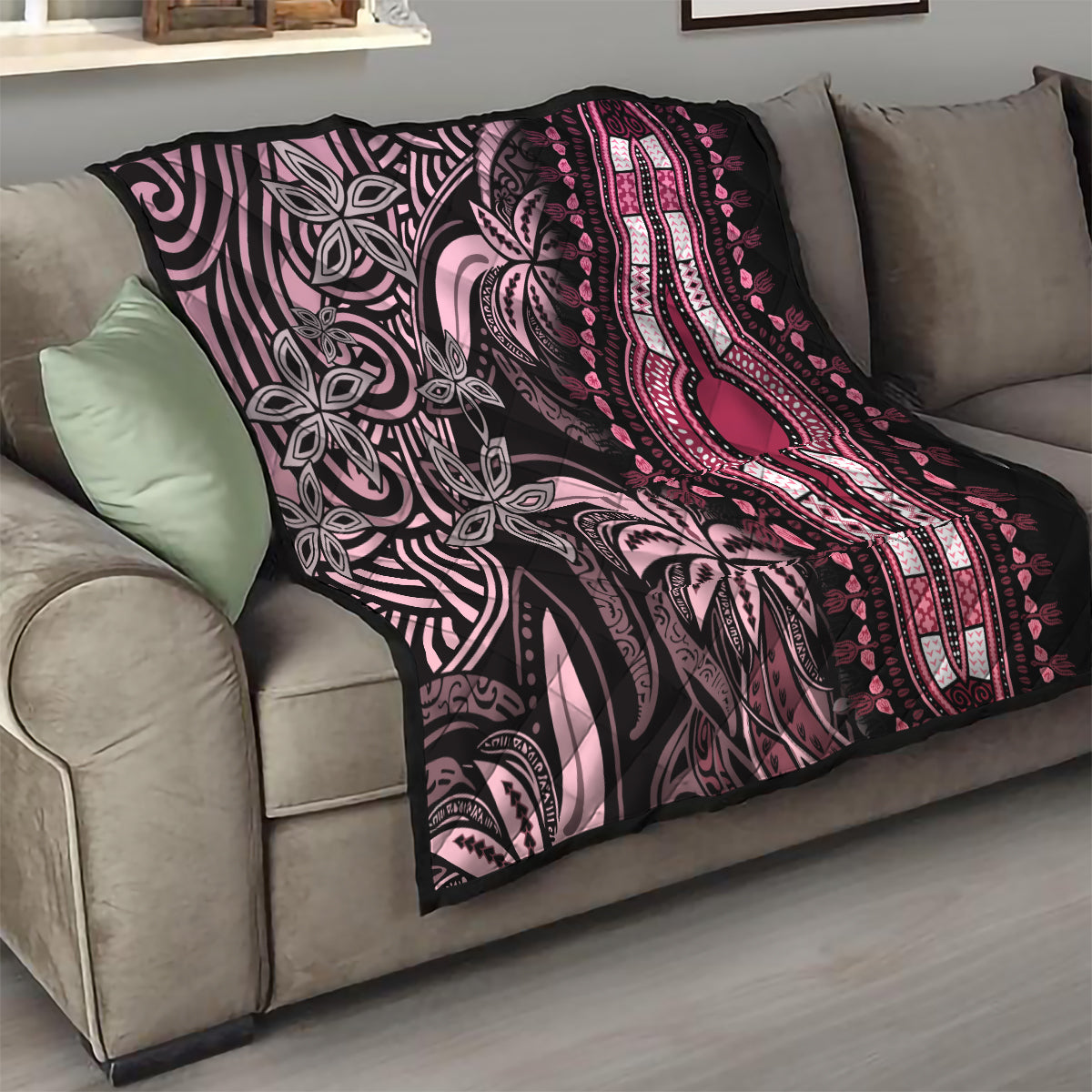 Polynesia Dashiki Quilt Polynesia and Africa Traditional Special Together Pink - Wonder Print Shop