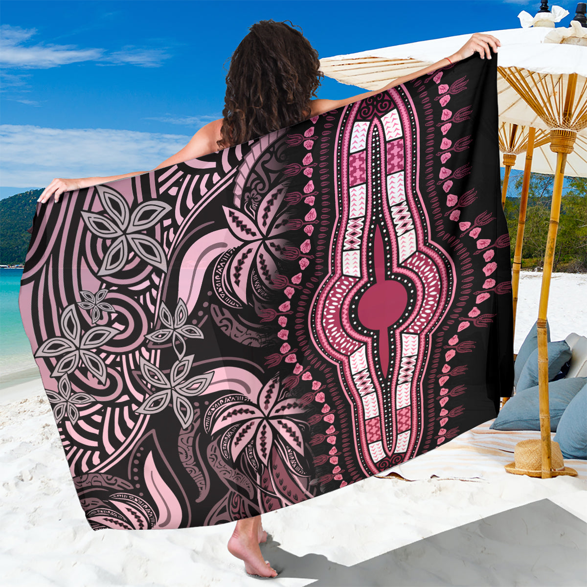 Polynesia Dashiki Sarong Polynesia and Africa Traditional Special Together Pink - Wonder Print Shop