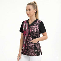 Polynesia Mixed African Dashiki Scrub Top Afro-pacific Culture - Pink