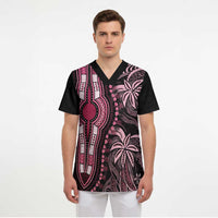 Polynesia Mixed African Dashiki Scrub Top Afro-pacific Culture - Pink