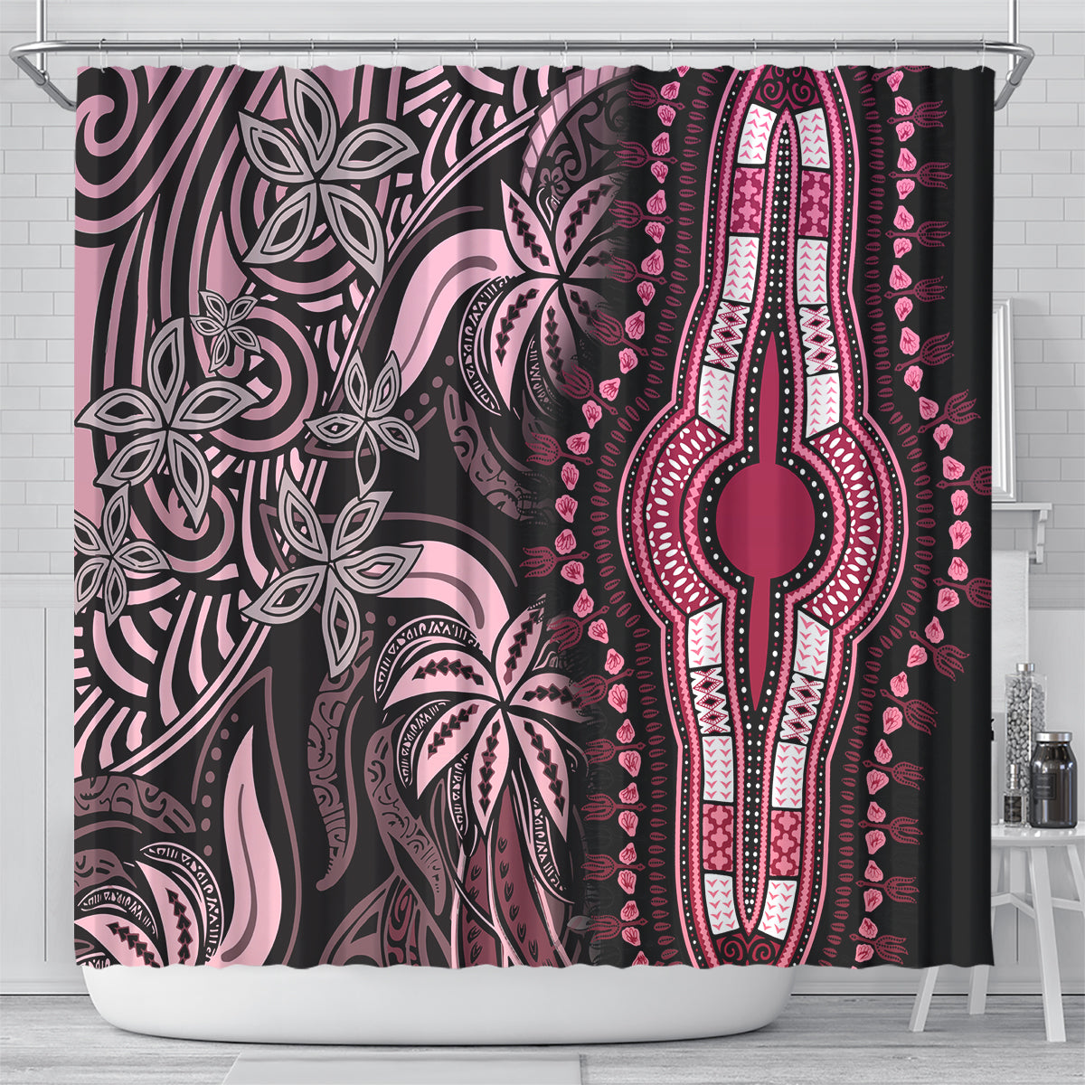 polynesia-dashiki-shower-curtain-polynesia-and-africa-traditional-special-together-pink