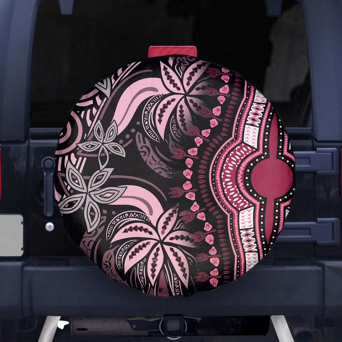 Polynesia Dashiki Spare Tire Cover Polynesia and Africa Traditional Special Together Pink - Wonder Print Shop