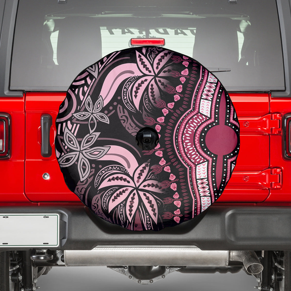 Polynesia Dashiki Spare Tire Cover Polynesia and Africa Traditional Special Together Pink - Wonder Print Shop