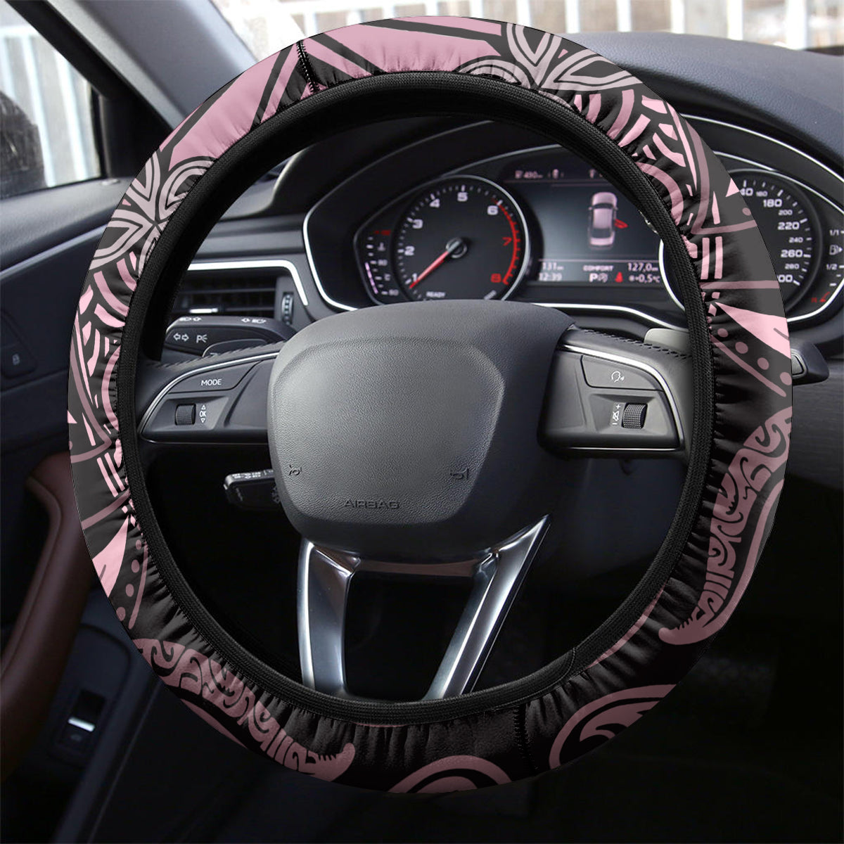 Polynesia Dashiki Steering Wheel Cover Polynesia and Africa Traditional Special Together Pink - Wonder Print Shop