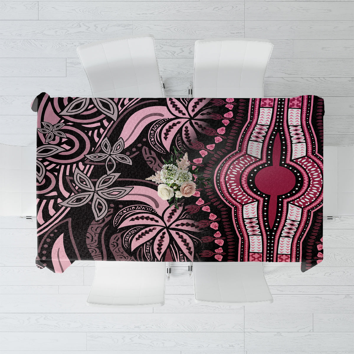 Polynesia Dashiki Tablecloth Polynesia and Africa Traditional Special Together Pink - Wonder Print Shop