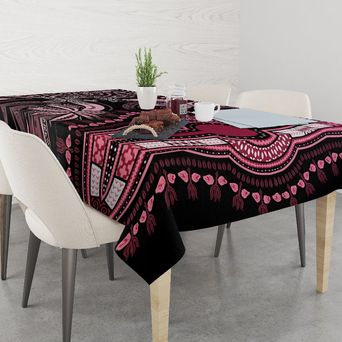 Polynesia Dashiki Tablecloth Polynesia and Africa Traditional Special Together Pink - Wonder Print Shop