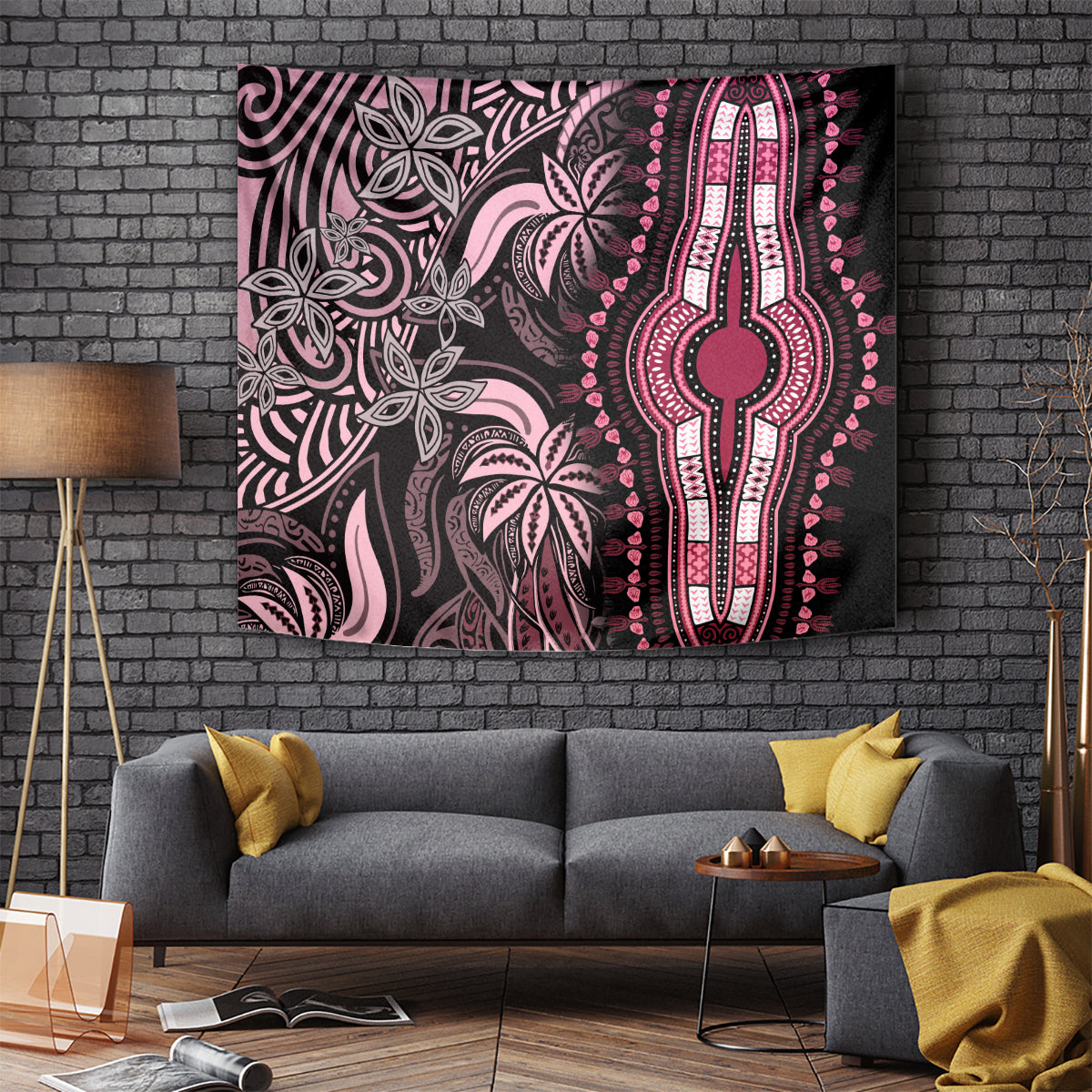 Polynesia Dashiki Tapestry Polynesia and Africa Traditional Special Together Pink - Wonder Print Shop