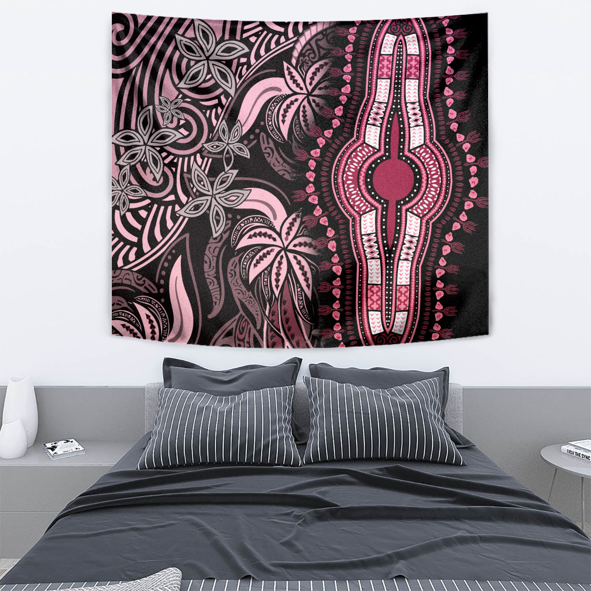 Polynesia Dashiki Tapestry Polynesia and Africa Traditional Special Together Pink - Wonder Print Shop