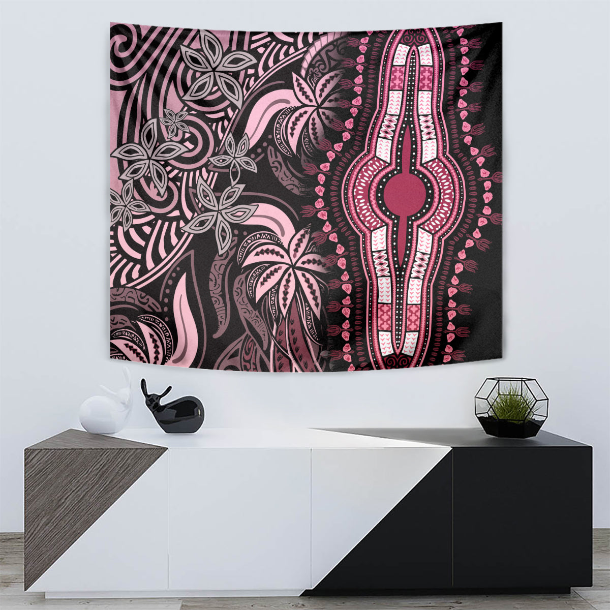 Polynesia Dashiki Tapestry Polynesia and Africa Traditional Special Together Pink - Wonder Print Shop
