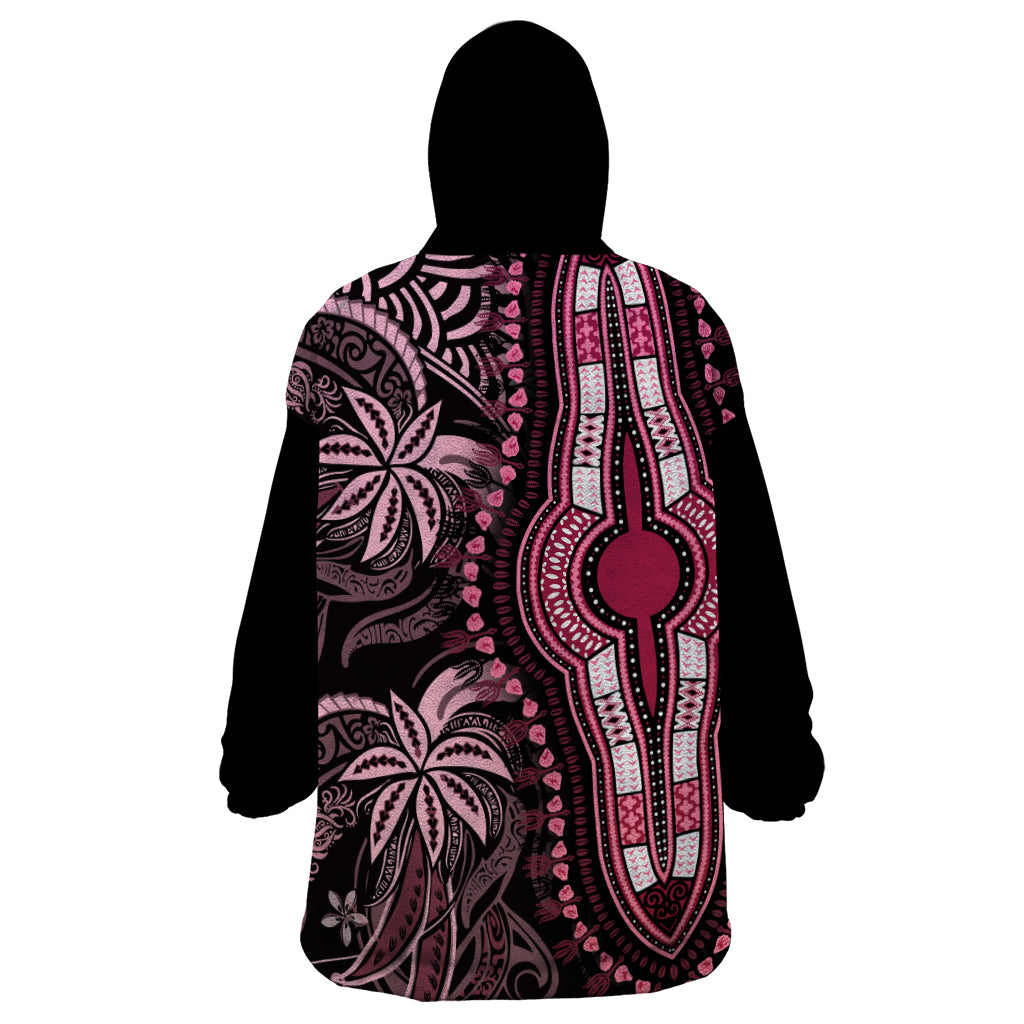 Polynesia Dashiki Wearable Blanket Hoodie Polynesia and Africa Traditional Special Together Pink - Wonder Print Shop