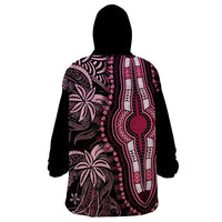 Polynesia Dashiki Wearable Blanket Hoodie Polynesia and Africa Traditional Special Together Pink - Wonder Print Shop