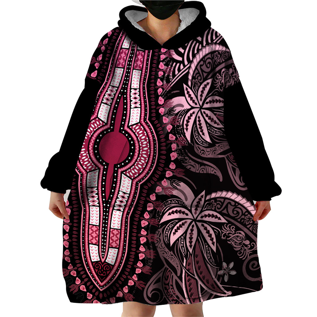 Polynesia Dashiki Wearable Blanket Hoodie Polynesia and Africa Traditional Special Together Pink - Wonder Print Shop