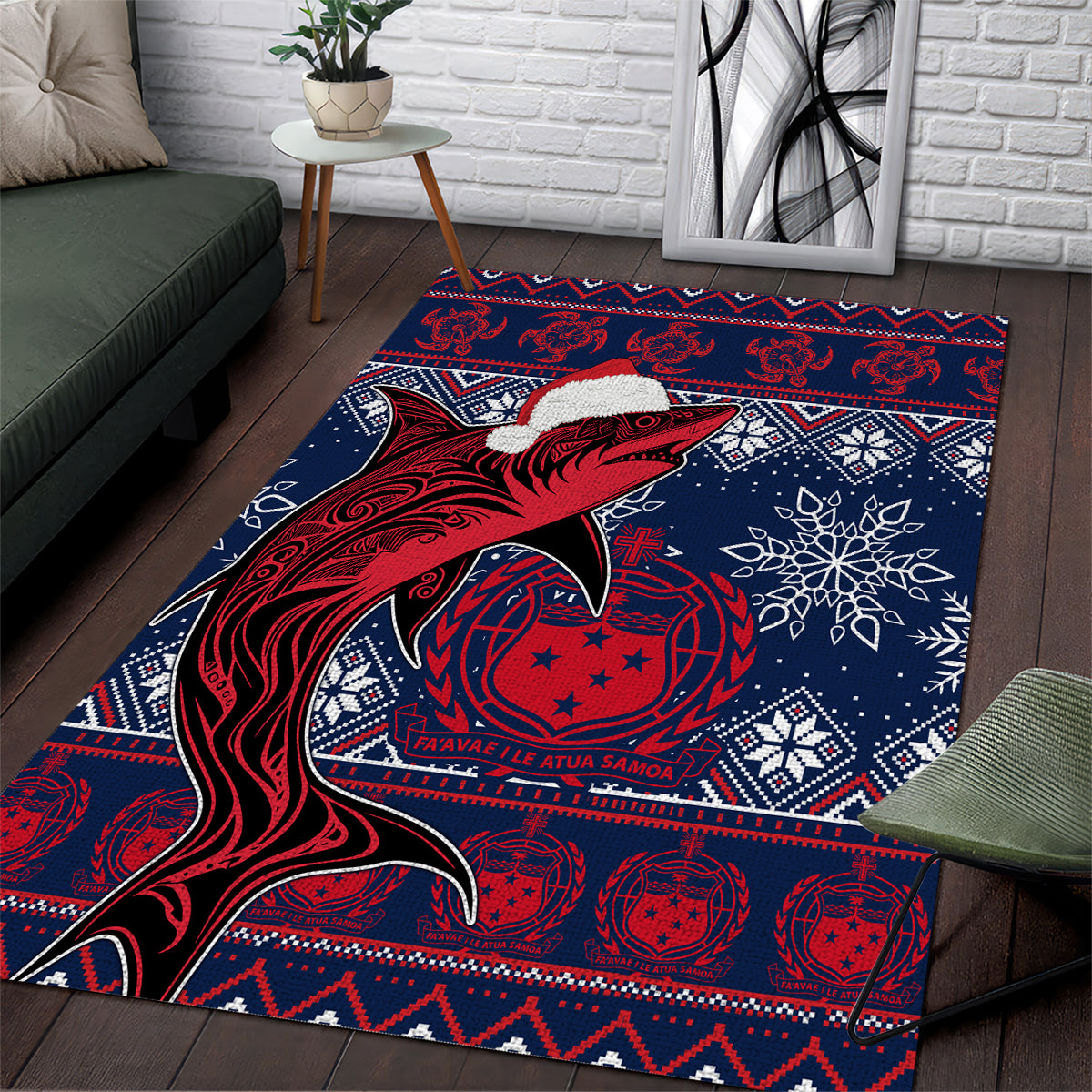 Samoa Manuia Le Kirisimasi Area Rug Samoan Fishing Tribal Pattern Christmas Vibe LT9 - Wonder Print Shop