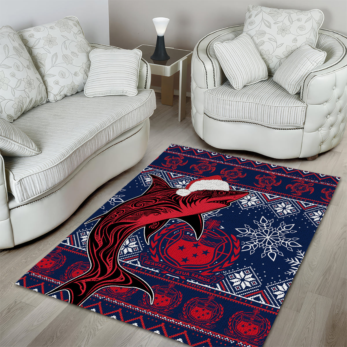 Samoa Manuia Le Kirisimasi Area Rug Samoan Fishing Tribal Pattern Christmas Vibe LT9 - Wonder Print Shop