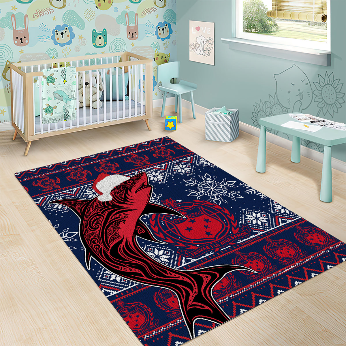 Samoa Manuia Le Kirisimasi Area Rug Samoan Fishing Tribal Pattern Christmas Vibe LT9 - Wonder Print Shop