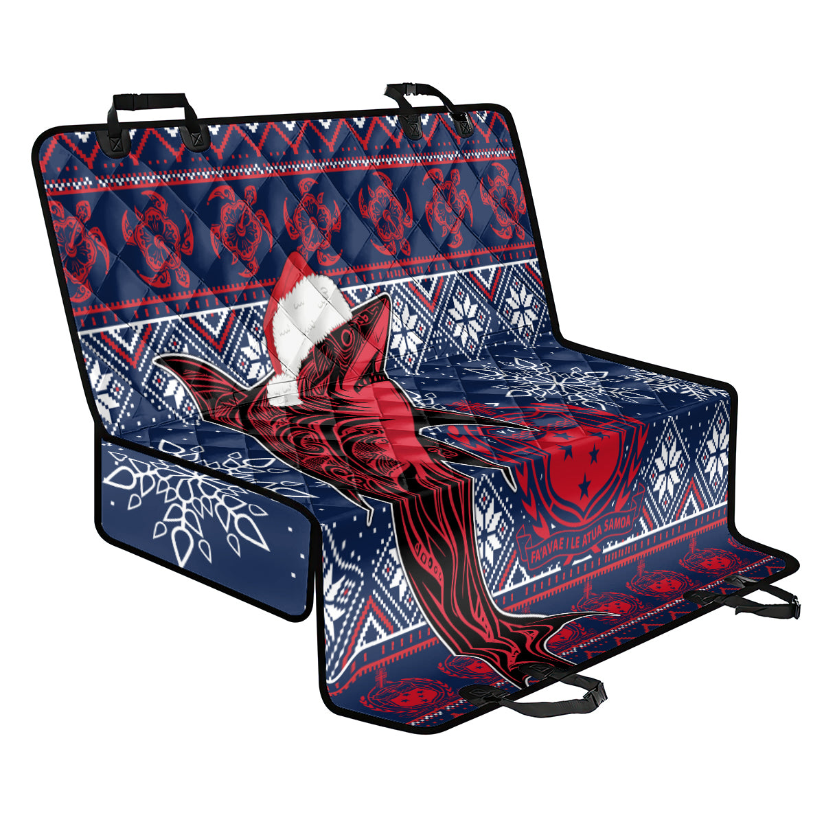 Samoa Manuia Le Kirisimasi Back Car Seat Cover Samoan Fishing Tribal Pattern Christmas Vibe LT9 - Wonder Print Shop