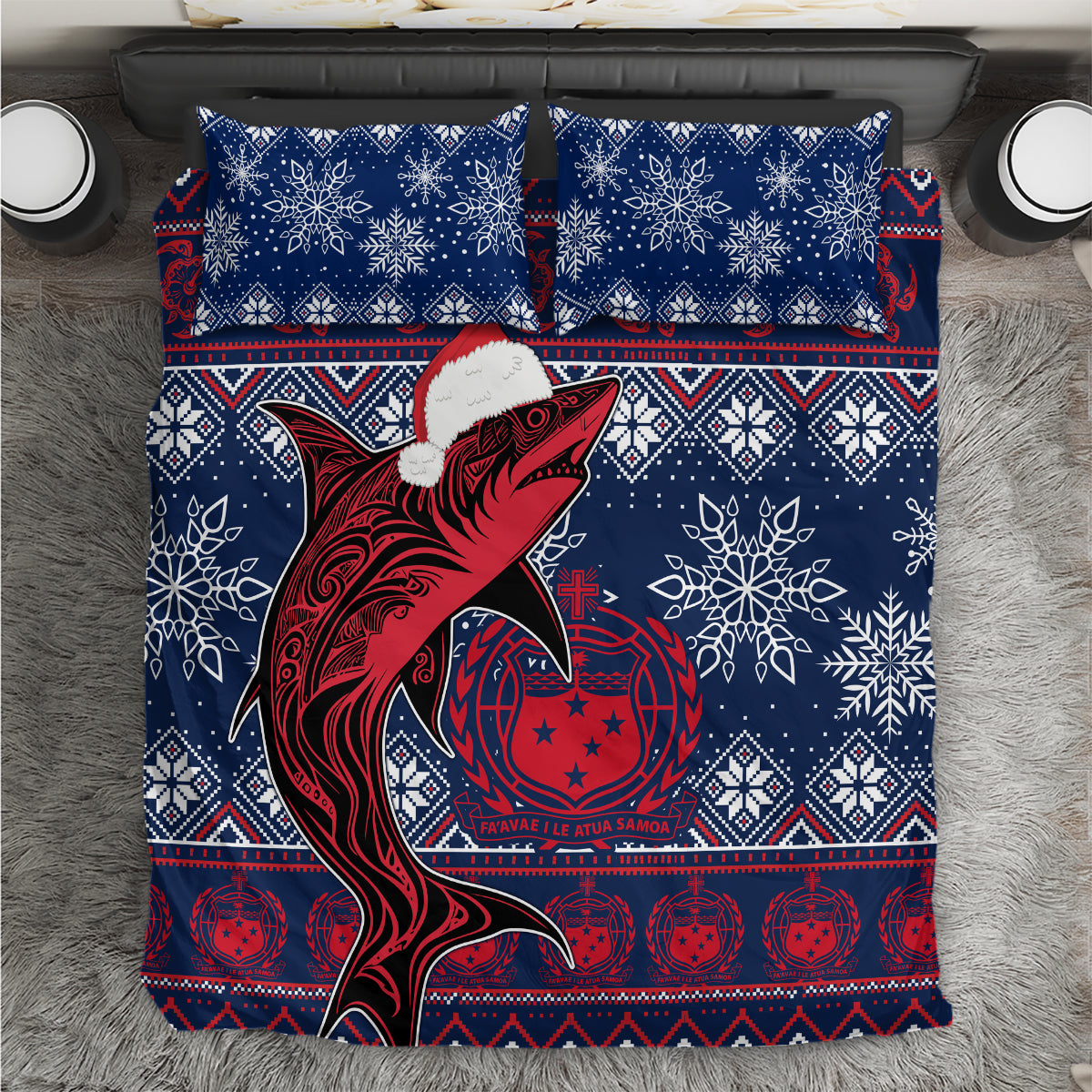 Samoa Manuia Le Kirisimasi Bedding Set Samoan Fishing Tribal Pattern Christmas Vibe LT9 - Wonder Print Shop